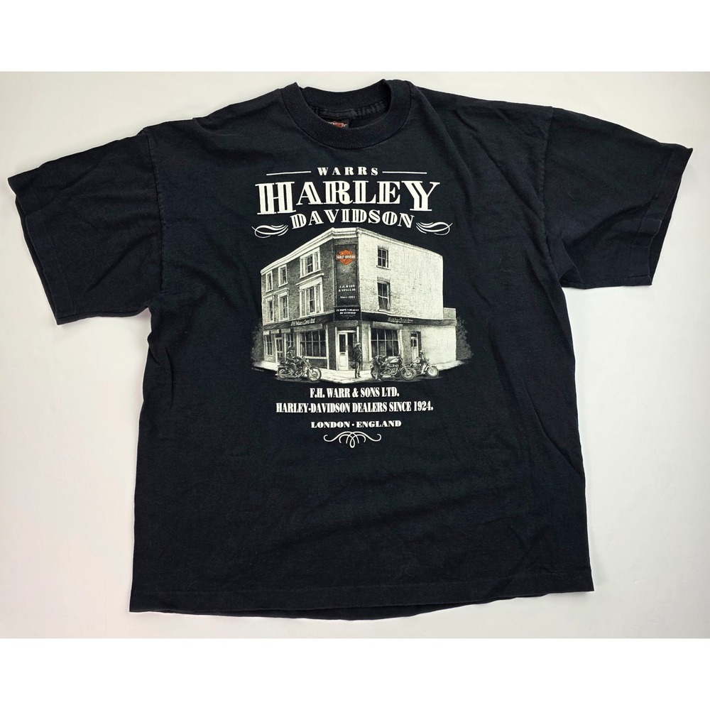 Harley Davidson Warr's London 1996 Vintage T-Shirt Rare Motorcycle Tee‎ Men's XL